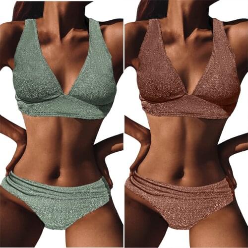 Sequins Swimwear Women Solid High Waisted Sexy Bikini Set Bandage Push-up Brazilian Summer Beach Swimsuit Купальники Женские