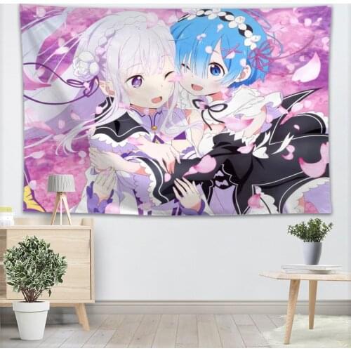 Best Nice Anime Re ZERO Tapestry Wall Cloth Decor Home Apartment Decoration Fabric Tapestries Camping Tent Travel Sleeping Pad
