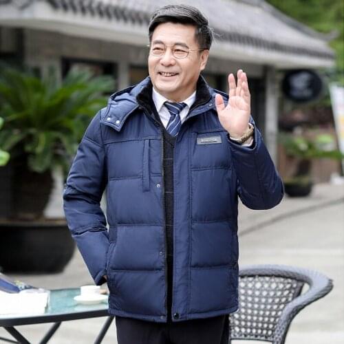 Fashion Warm Thick 90% Duck Down Winter men Jacket Men Coat Detachable Hooded Middle-aged Mens Parka Coat Men Windproof Parka