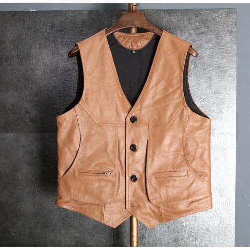 Mens Leather Vest Bussiness Casual Men Leather Waistcoat Mens Man Suit Vests Outerwear Jacket Coats Plus Size 8XL Male Tops