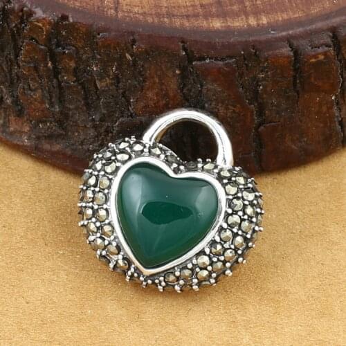 2019 New Style 925 Sterling Silver Jewelry Retro Thai Silver Fashion Hollow Love Agate Handbags Marcasite Pendant For Women