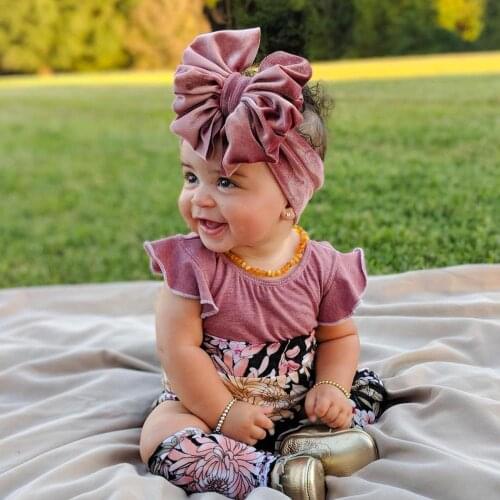 2020 New Velvet Messy Bow Headband, Over Sized Floppy Bow Baby Turban Headwrap Baby Toddlers hair accessories