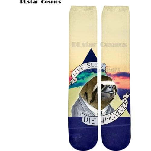 PLstar Cosmos 2018 most popular New style Knee High Socks animal Sloth / cat / panda / lion 3D Print Men/Women Hipster Socks