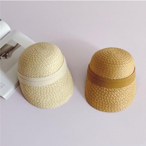 Summer hats outdoor sun protective ponytail straw hats face transparent visor cap handmade natual Raffia summer women hat
