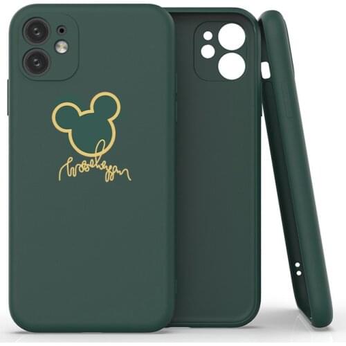 Cartoon mouse animal green matte Phone Case For iPhone 12MINI 7 8 Plus X XR 11 12 Pro XS Max Soft Edge Shockproof silicone Capa