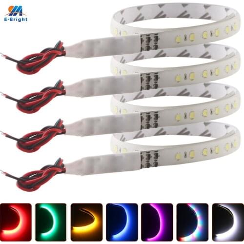 LED Flexible Knight Rider Strip Lights 30CM 12 in Flash Underglow Light 32 SMD 12V for Car Vehicle Motorcycle Decorative 50PCS