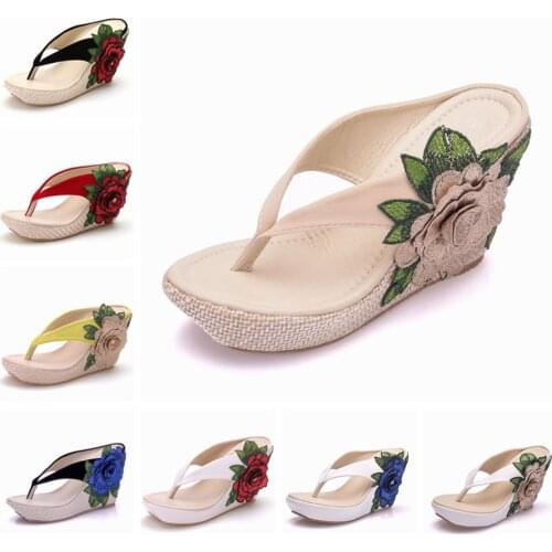 Crystal Queen Woman Slippers Lady Home Slippers Casual Beach Flip Flops Sandals Platform Wedge Summer Sexy High Heel Slippers