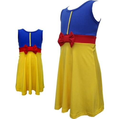 Birthday Snow white Mum and Me Family Matching Dress Mermaid Princess Cosply Dress Minnie Mickey Belle Party Summer Dress