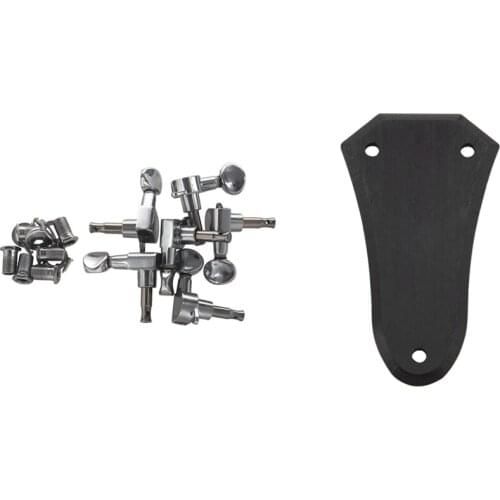 1Pc Acoustic Guitar Ebony Truss Rod Cover Plate Guitar with ​Electric Guitar String 6 Right-Hand Tuner String 6R