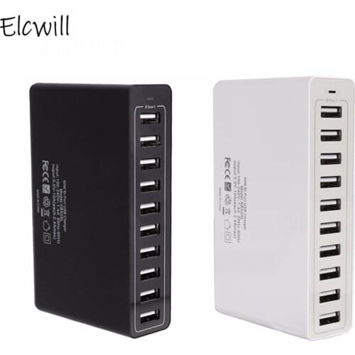 10 Ports USB Charger Power Adapter 5V/10A EU/US/UK Plug Smart Charger Quick Charging Station Dock for IPhone Samsung Tablet