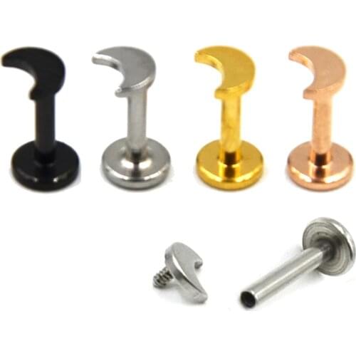 12pieces Dainty Crescent Moon Icon Labret Lip Piercing Jewelry Ear Helix Stud Rings Tragus Cartilage Monroe Retainers 16g