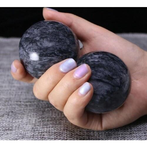 2Pcs/Pair Baoding Ball Wave Strip Pattern Finger Exercise Stone Stress Relieving Fitness Handball for Adult