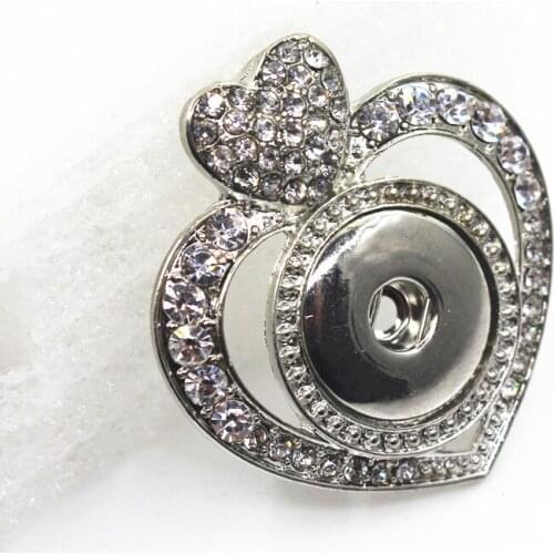 6pcs/lot Snap Necklace pendant Crystal Heart snap pendants charms Diy snaps jewelry pendant for 18mm Snap Buttons