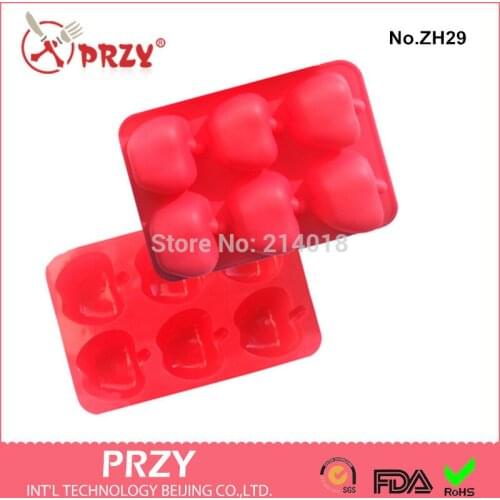 Free shipping 6 Apple Silicone Cake Baking Mold Cake Pan Muffin Cups Handmade Soap Moulds Chocolate Tray DIY Mold