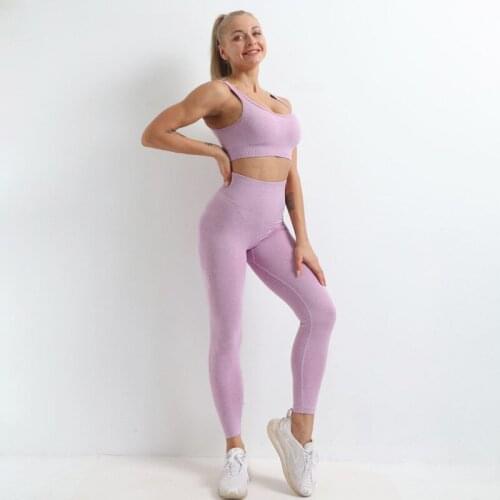 Seamless Yoga Set Womens tracksuit Fitness Sportswear Gym Clothing Crop Top Shirts High Waist Running Leggings Workout Pants