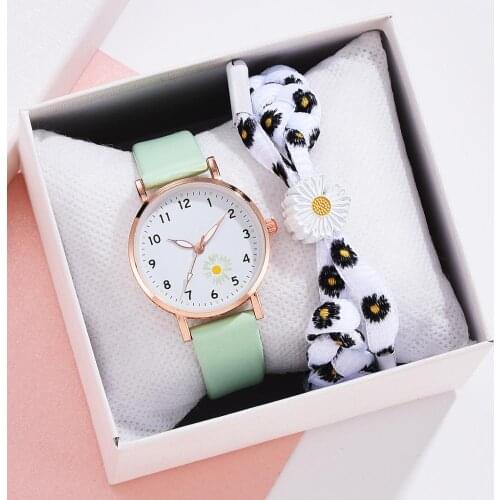 Ladies Small Flowers Dial Quartz Watches For Women Fashion Leather Belt Watches Simple Clock Dress Wristwatches Reloj mujer