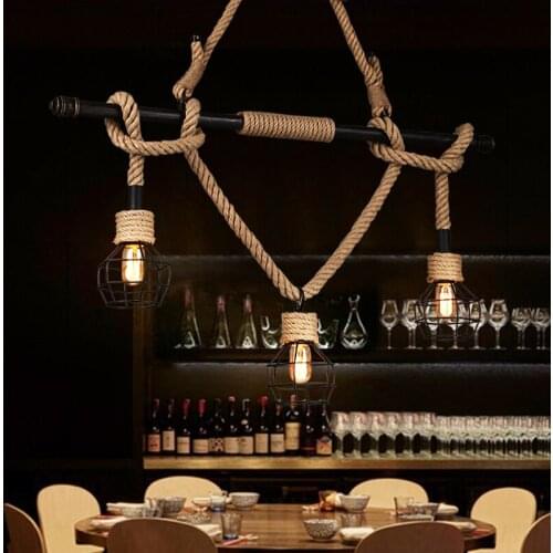 Decorative hanging lamp American country hemp Pendant Lights LOFT RETRO art clothing store restaurant coffee bar GY299