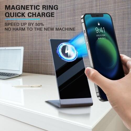 Tempered glass Phone Charger desktop Holder Aluminium Alloy Bracket For IPhone 12 Pro Max Magnetic Wireless Fast Charging Stand