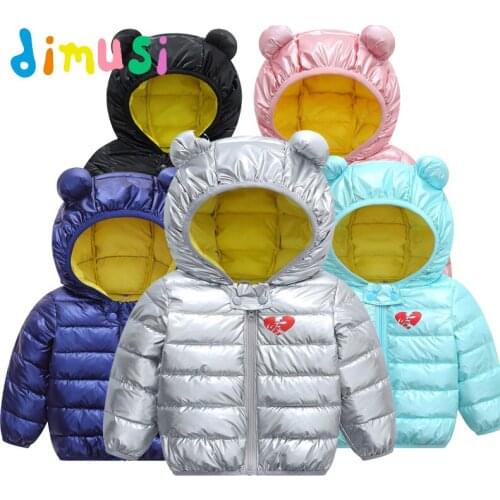 DIMUSI Winter Boys Silver Jackets Fashion Cotton Thick Coats Baby Girls Outwear Windbreaker Children Hooded Snowsuit Jackets 6Y