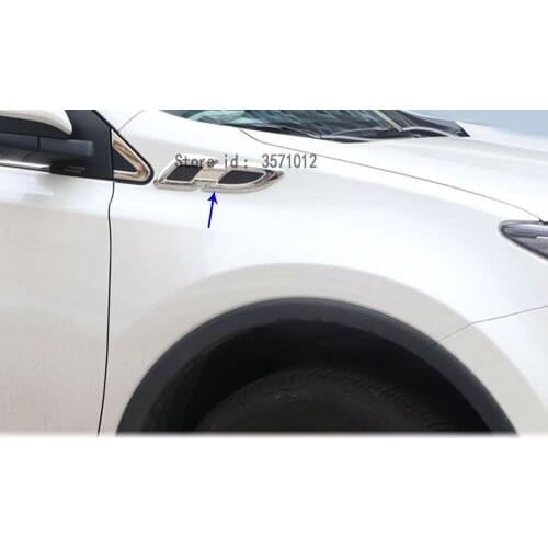 Car Cover Detector ABS Chrome Front Side Foliage Leaf Fender Vent Air Outlet Lamp Trim 2pcs For Toyota RAV4 2016 2017 2018