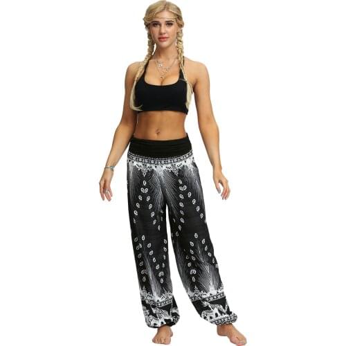 Summer Womens Bohemian Bloomers 3D Printed Casual Loose Yoga Sport Pants Digital Thai Indonesian Style Sweatpants Trousers New