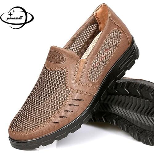 38-44 Mens Casual Shoes Male Summer Loafers Mesh Shoes Slip-on Breathable Soft Bottom Comfortable Light Man Shoes H45