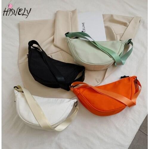 Fashion womens solid color nylon one-shoulder underarm hobo bag casual ladies large-capacity messenger belt bag