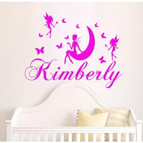 Fashion Individualization Name Custom Wall Decals Vinyl Fairy Girl Butterfly Girls Room Wall Decal Art Removable Home Decor Z181