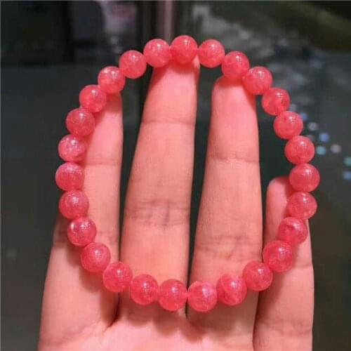 Natural Rose Rhodochrosite Argentina Gemstone Round Beads Bracelet 6.6mm AAA Free Shipping