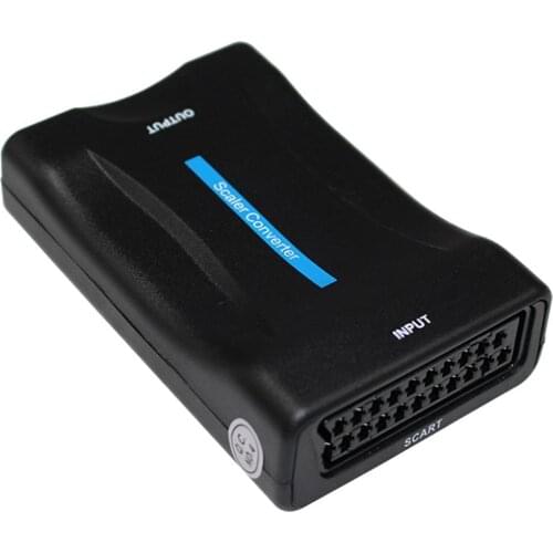 New 1080P HDMI to SCART Video Audio Upscale Converter AV Signal Adapter HD Receiver TV DVD with US/EU Power Plug Original Box