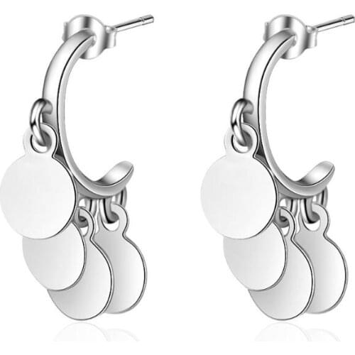 New Short Paragraph Round Sequin Drop Earrings For Women Trend Creative 925 Sterling Silver Christmas Jewelry Oorbellen SAE197