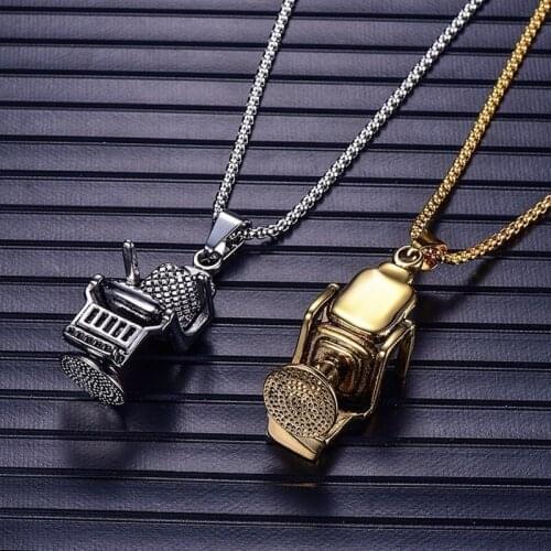 New Retro Barbershop Chair Shape Pendant Necklace for Men Fashion Metal Sliding Pendant Chains Punk Accessories Jewelry Gifts