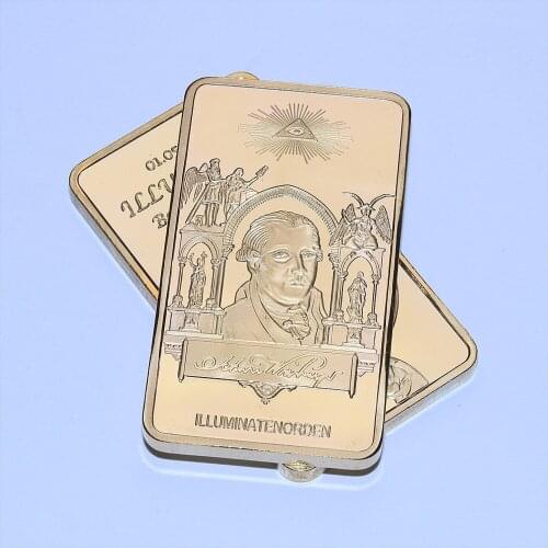 Rare Illuminati Masonic Freemason bar in 24k gold clad bullion bar,30pcs/lot Free shipping,Sample order