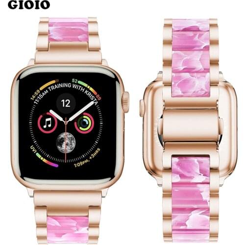 Stainless Steel For Apple Watch 6 Band 38mm 42mm Series 5 4 3 2 Replacement For iWatch Strap 44mm Resin inlay watchbands 40mm