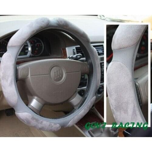Grey Steering wheel cover with suede car steering leather cover coprivolante in pelle for passat b5 car styling skoda octavia