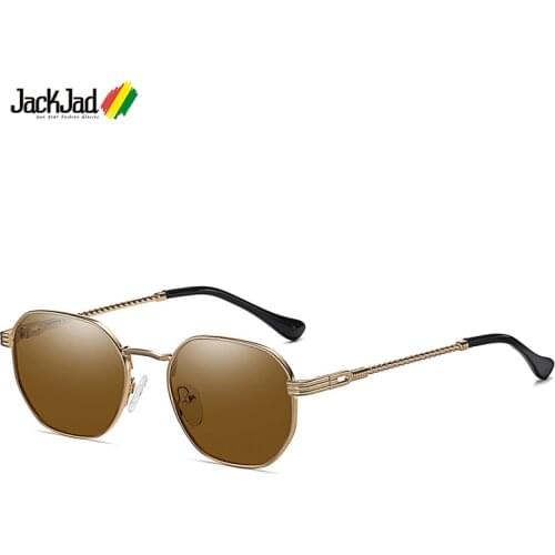 JackJad Brand 2021 Vintage Classic Polygon Style Sunglasses Eyewear Women ins Fashion Cool Twisted Metal Design Sun Glasses 8081