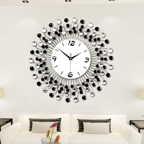 Modern creative living room wall clock Iron art diamond clock watch Fashion simple decoration silent wall clock
