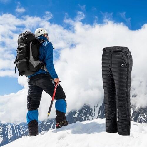 Double Zipper -5~-20 Warm Goose Down Pants Man and Woman 490g Camping Down Pants Thick Windproof Waterproof Trousers