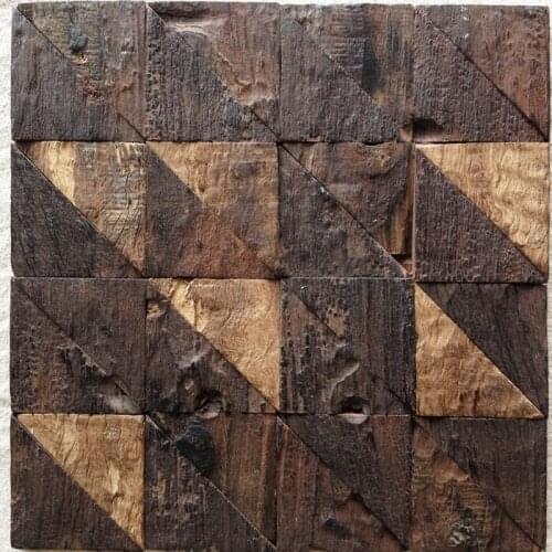 Unique design rustic natural old ship wood tile triangle pattern, wood mosaic wall tiles12x12" home improvement