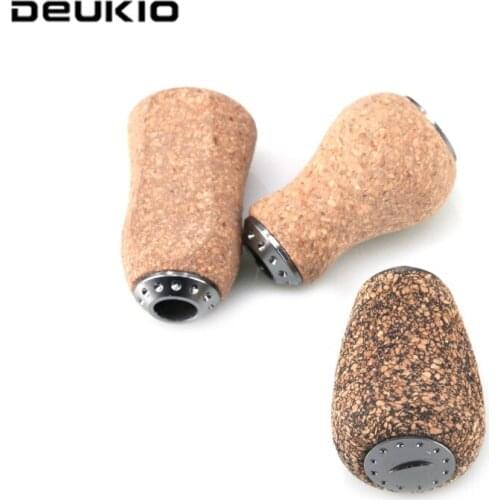 DEUKIO Universal Fishing Reel Handle Knob Material Metal Casing Rubber Soft Wooden Knob Reel DIY Handle Accessory Refit