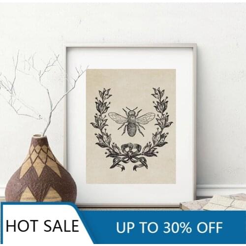 Vintage Bee Wall Art Canvas Painting Posters Prints French Country Cottage Victorian Farmhouse Wall Decor Home Decoration