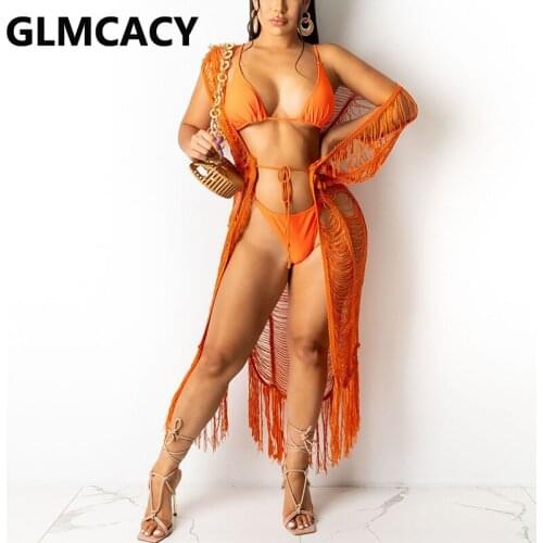 Knitted Tassels Design Summer Beach Cover Ups Cardigans