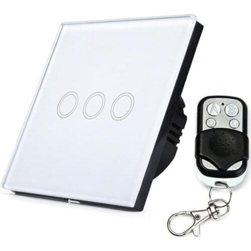 EU Touch Wall Switch Remote Control Switch 3 Gang 1 Way Wireless 433Mhz RF Touch Screen Control Light Switch Smart home