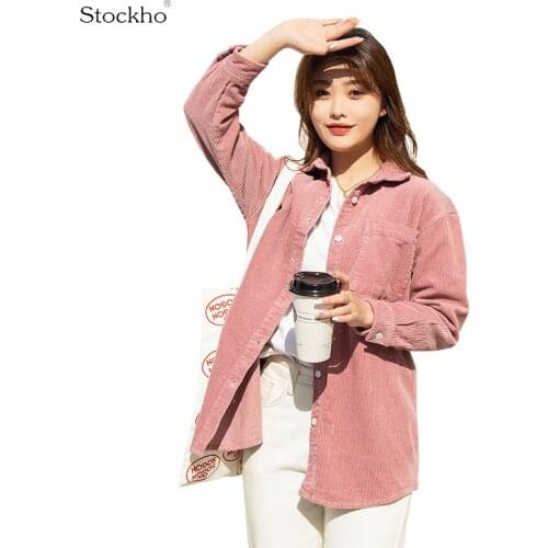 Womens Spring Autumn Corduroy Long Sleeve Shirt 2021 Fashion Womens Long Sleeve T-shirt Pure Cotton Loose Jacket Casual Top