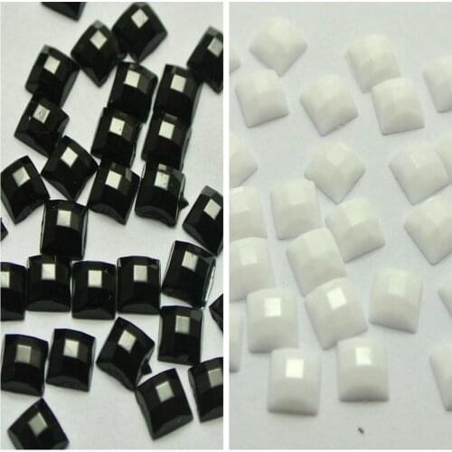 1000 Black White Acrylic Flatback Square Rhinestone Gems 4X4mm 5X5mm NO Hole