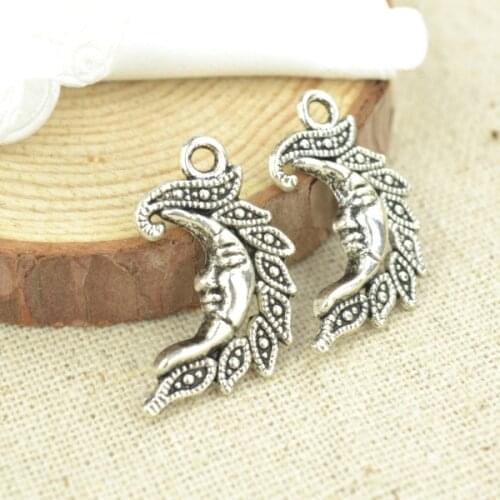 20 Pcs 27*16 mm Zinc Alloy moon Charm Antique Tibetan Silver Pendant Jewelry Products Diy Pendants For Necklace Bracelets L605