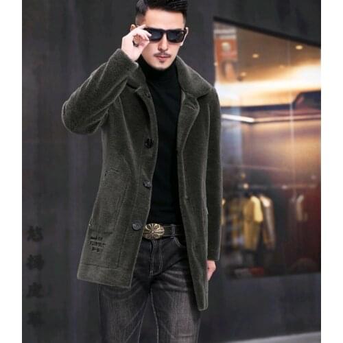 2021 Winter Fashion 100% Quality Real Sheepskin Fur Men Coat Genuine Full Pelt Sheep Shearling Male Jacket Men Fur Outwear B388