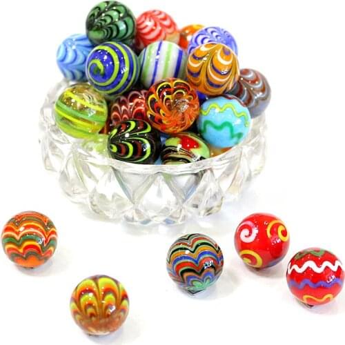 25MM Custom Colorful Handmade Murano Glass Marbles Balls Ornaments Home Vase Bonsai Decor Accessories Game Pinball Toys For Kids