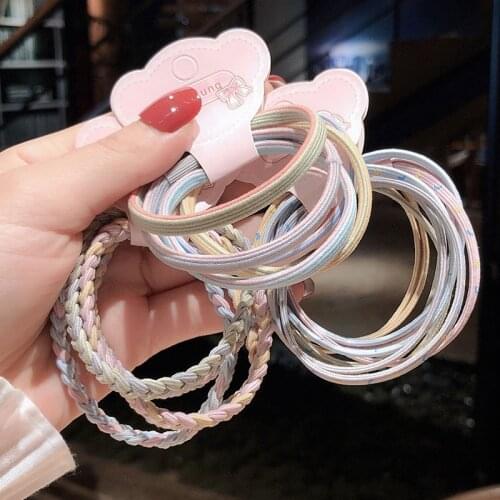 3 Style 5Pcs/Set Cute Twist Braid Hair Ring Headwear For Women Girls Thick Rubber Band Hand-Woven Head Rope Hair Accessories