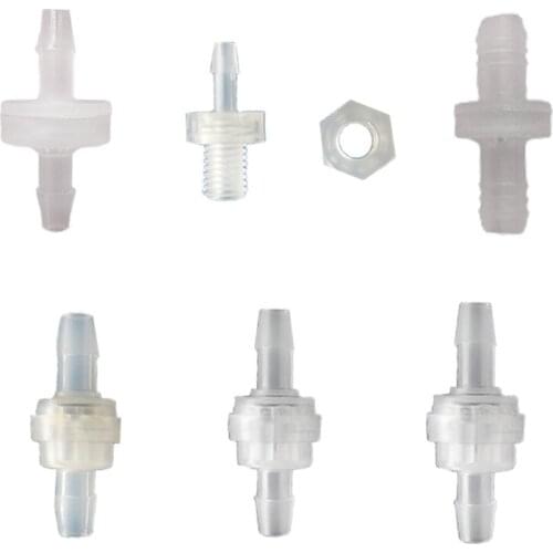 5/6/7/8mm/5-M10 Plastic Check Val ve Compatible with Fuel Gas Liquid Air Heat/Oil/Acid/Ozone Resisitance 1 Way Water